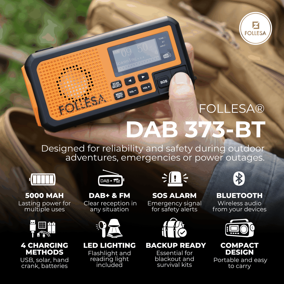 FOLLESA DAB-373BT noodradio – productfoto 30