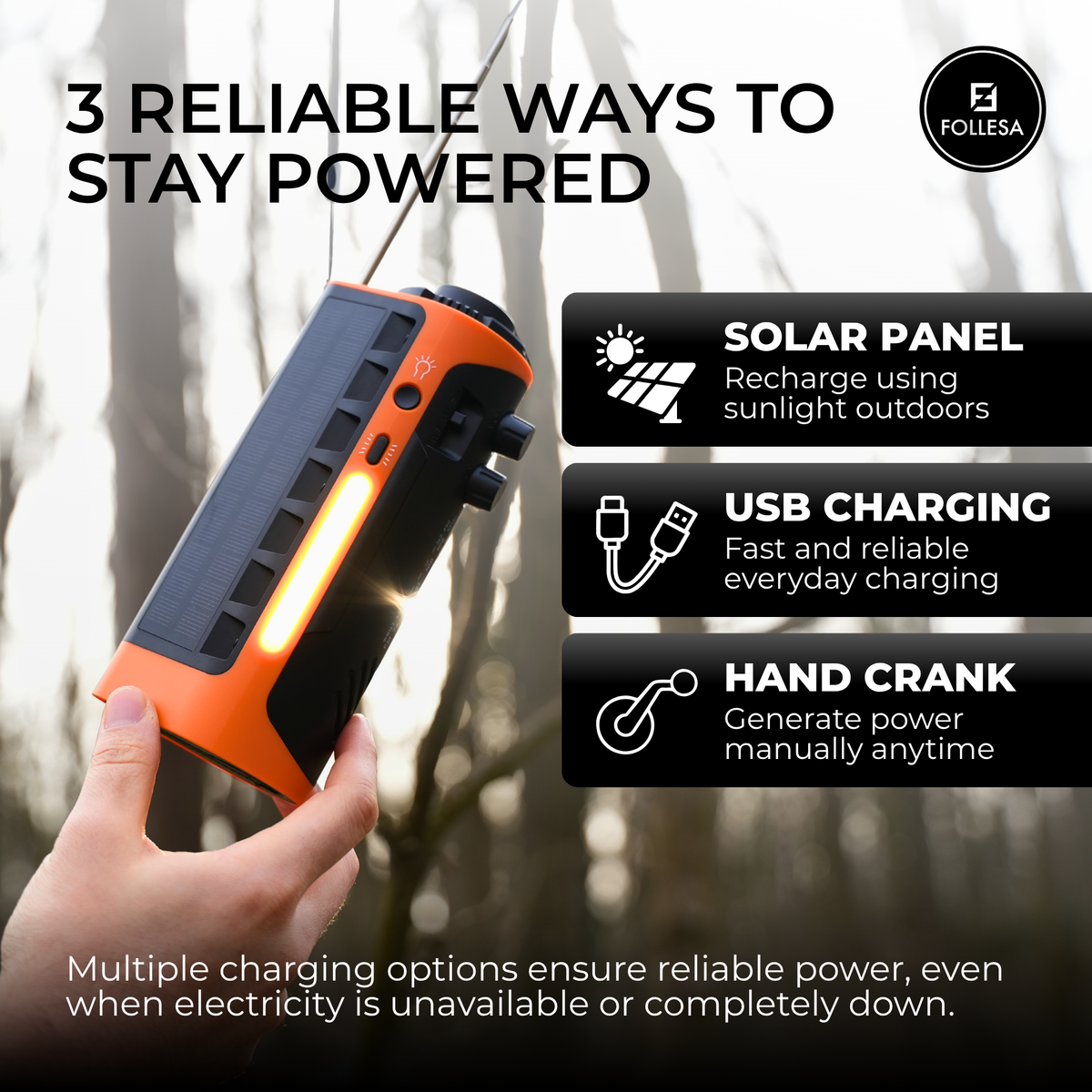 FOLLESA® Emergency Radio 2200 mAh