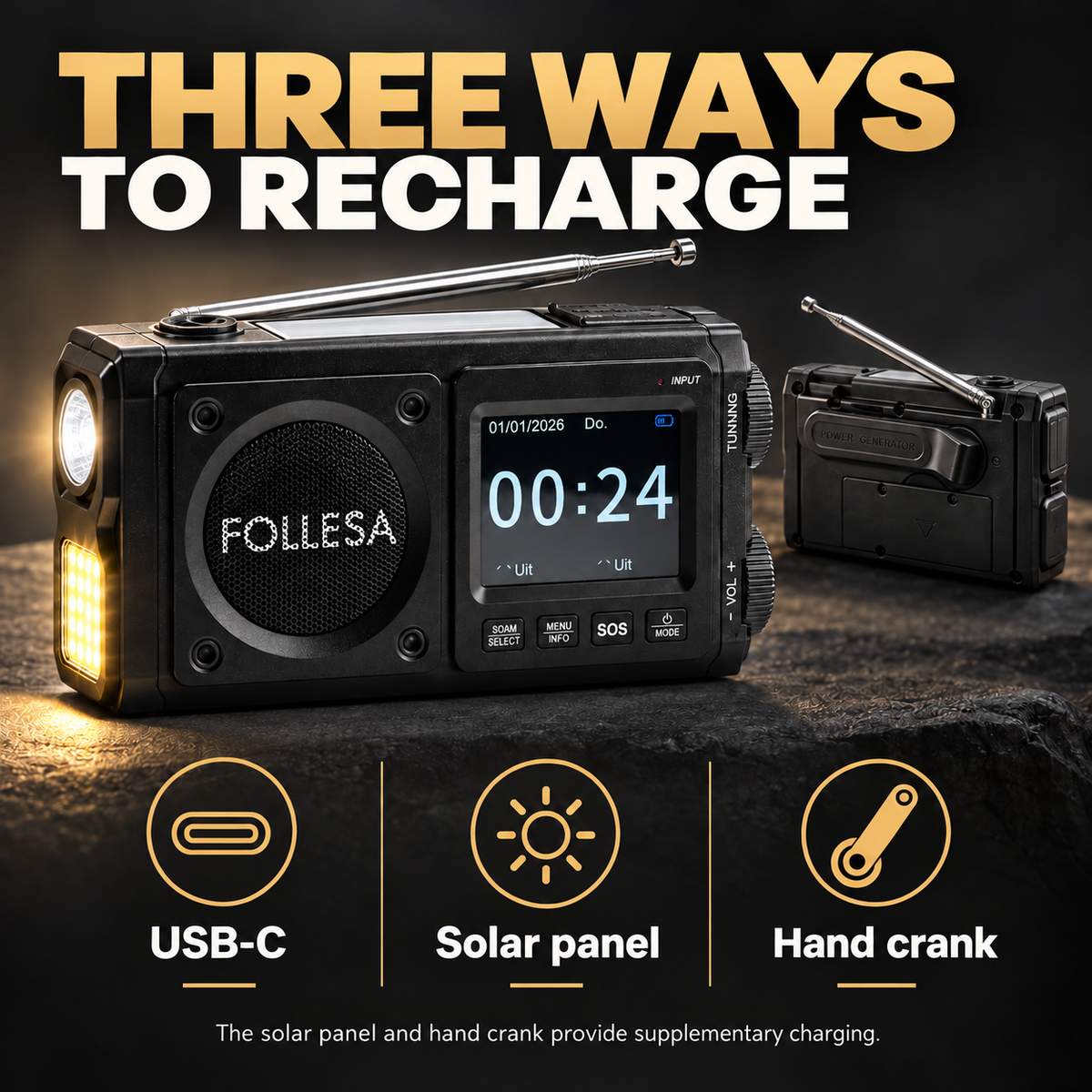 FOLLESA® DAB-383BT Emergency Radio. Ultra Edition