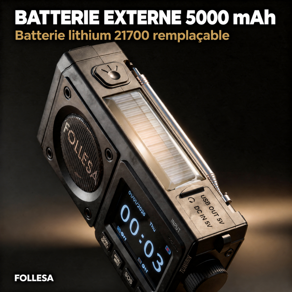 FOLLESA® DAB-383BT Radio de secours. Ultra Edition