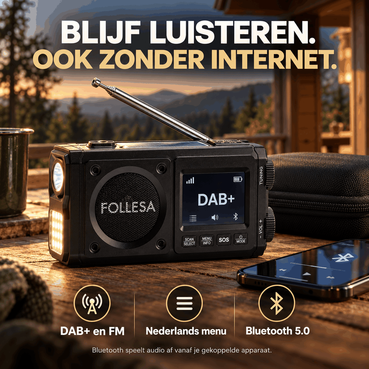 FOLLESA® DAB-383BT Notfallradio. Ultra Edition