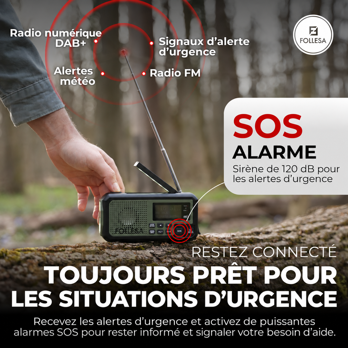 Radio de secours FOLLESA® DAB-373BT