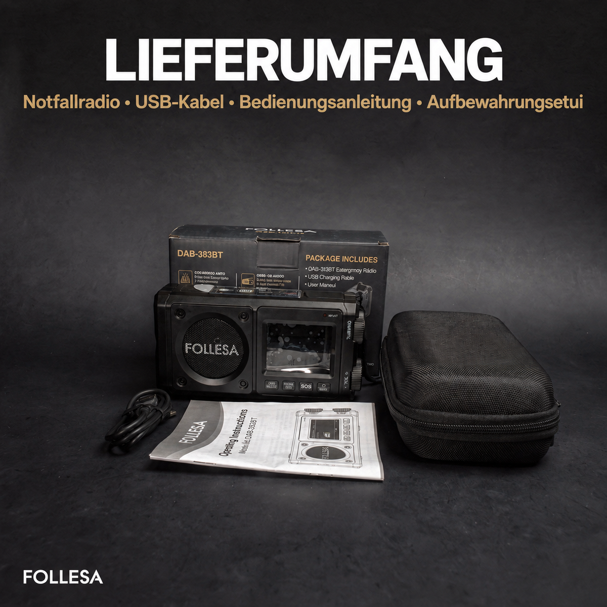 FOLLESA® DAB-383BT Notfallradio. Ultra Edition