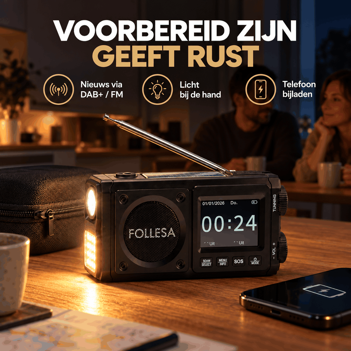 FOLLESA® DAB-383BT Noodradio. Ultra Edition