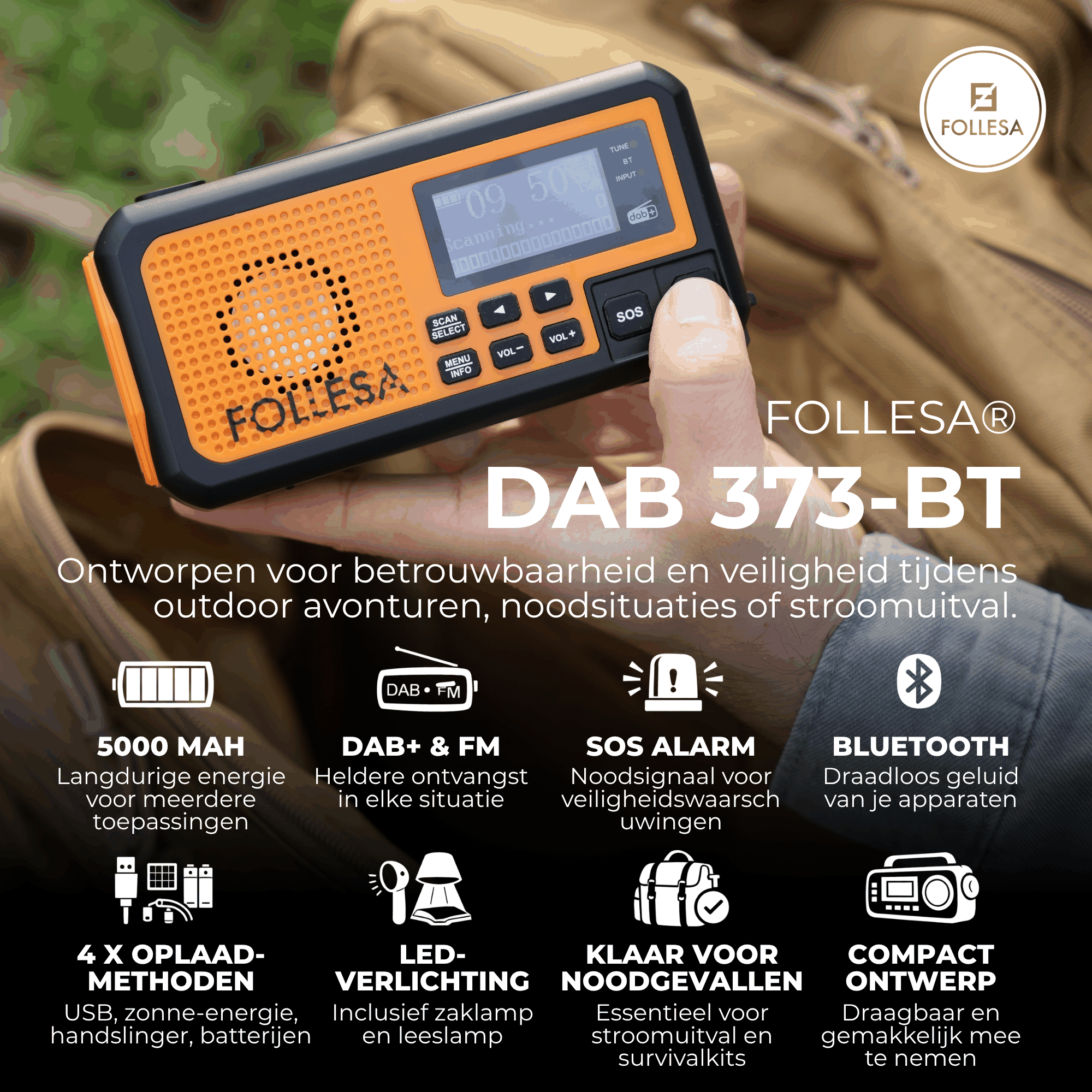 Radio de secours FOLLESA® DAB-373BT