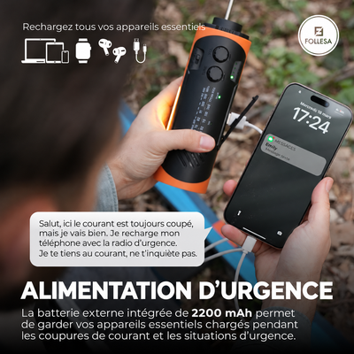 FOLLESA® Radio d'urgence 2200 mAh