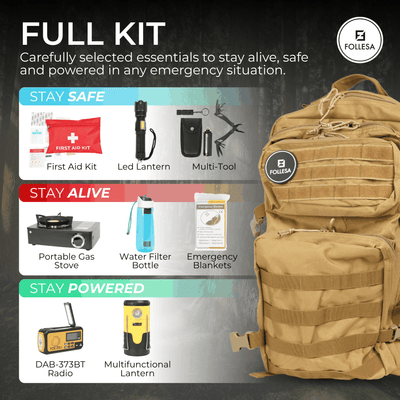 FOLLESA® Kit d'urgence - Kit d'urgence complet (Radio orange)