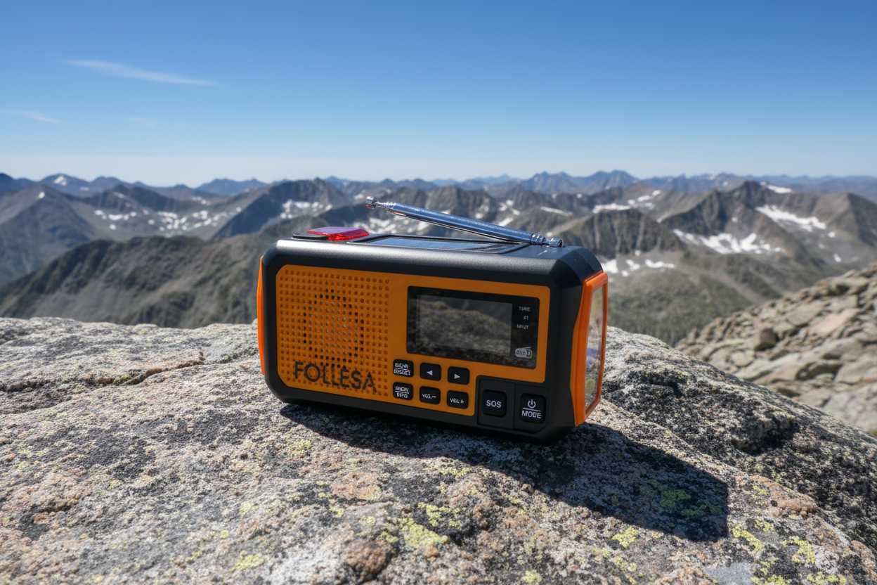 7. Oranje - Op bergtop met alpine achtergrond