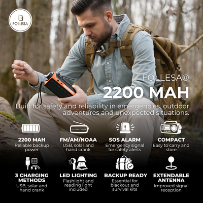FOLLESA® Emergency Radio 2200 mAh