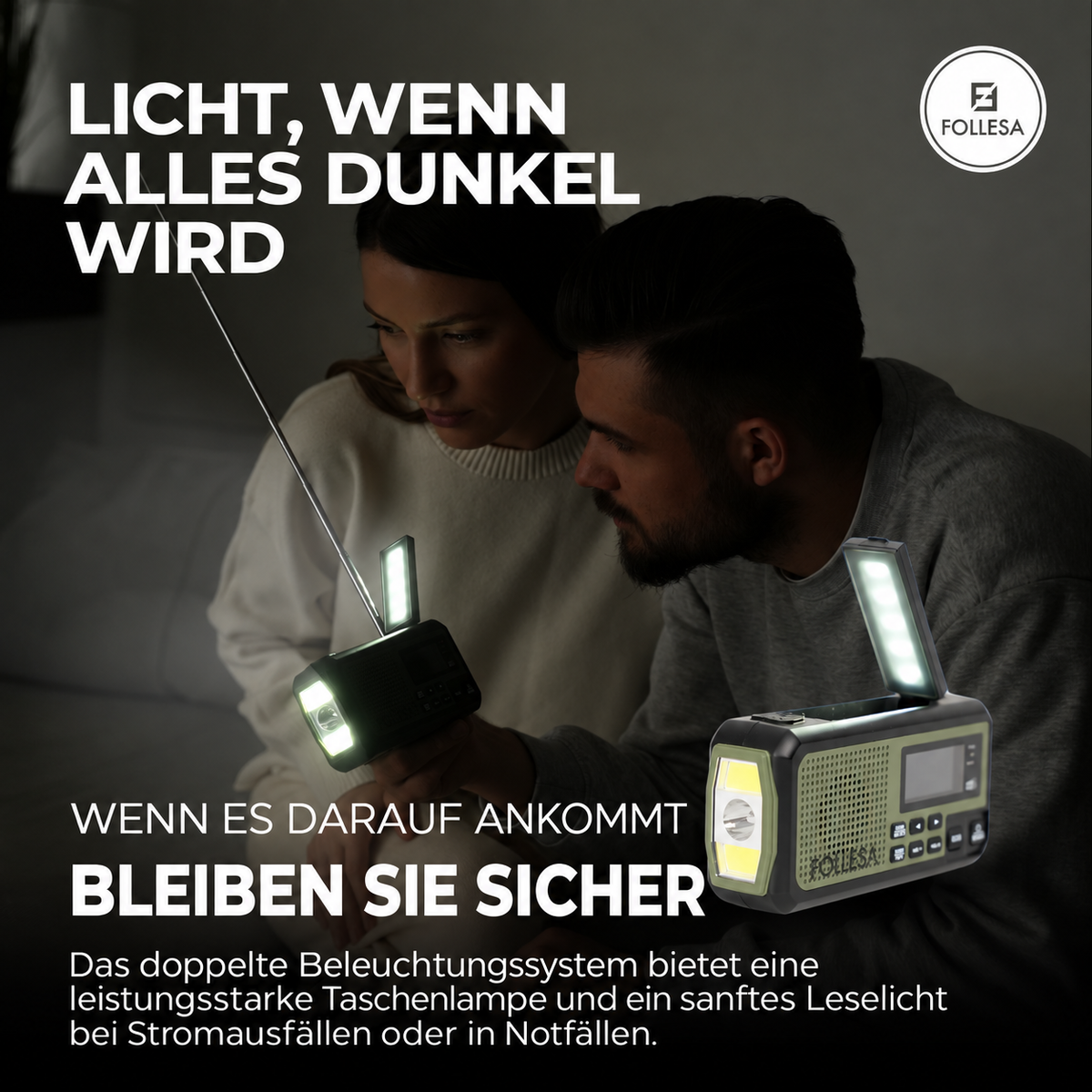 FOLLESA® DAB-373BT Notfallradio