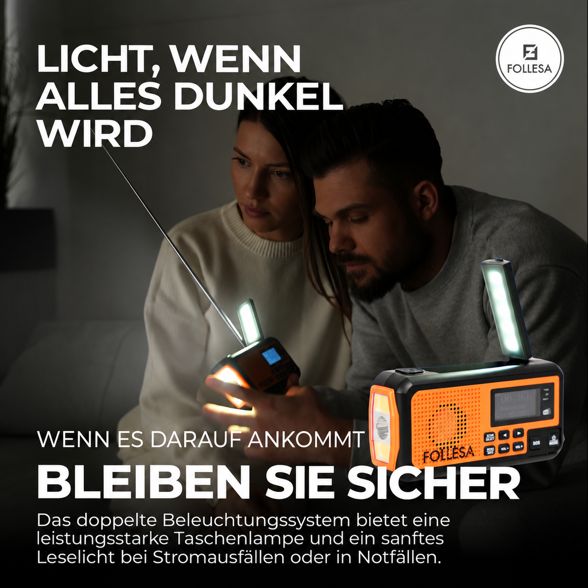 FOLLESA® DAB-373BT Notfallradio