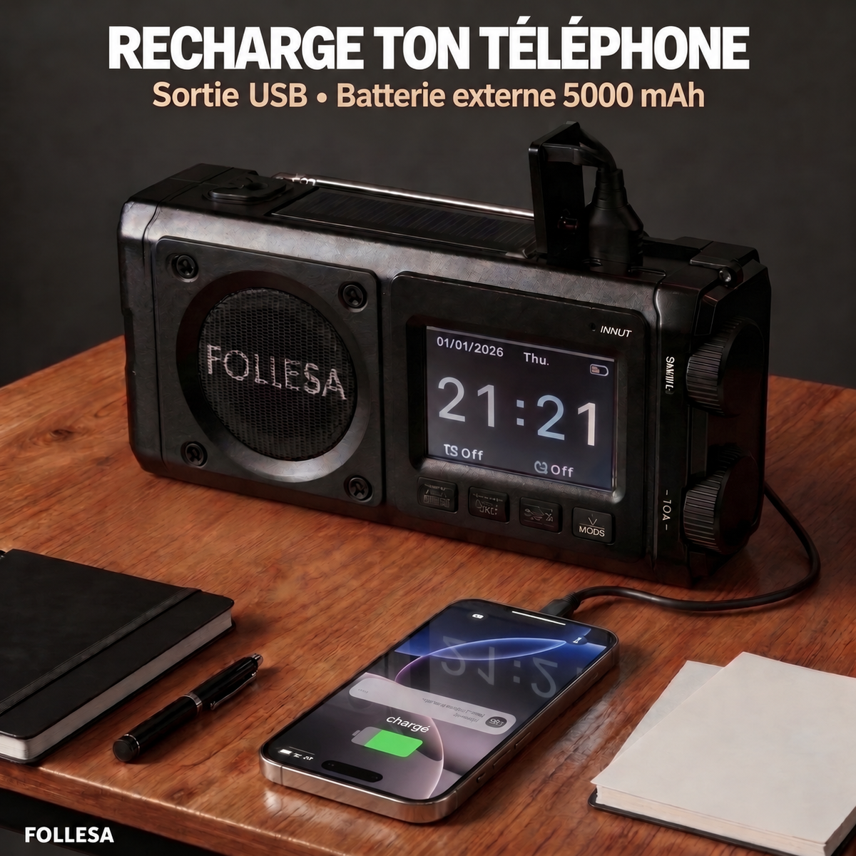 FOLLESA® DAB-383BT Radio de secours. Ultra Edition