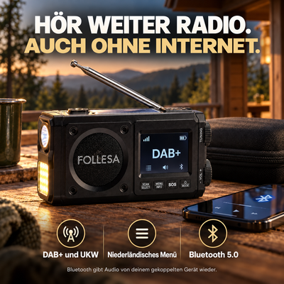 FOLLESA® DAB-383BT Notfallradio. Ultra Edition