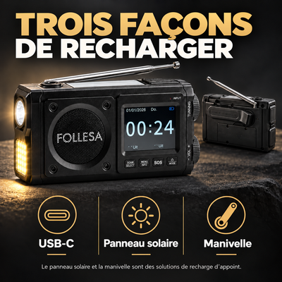 FOLLESA® DAB-383BT Radio de secours. Ultra Edition