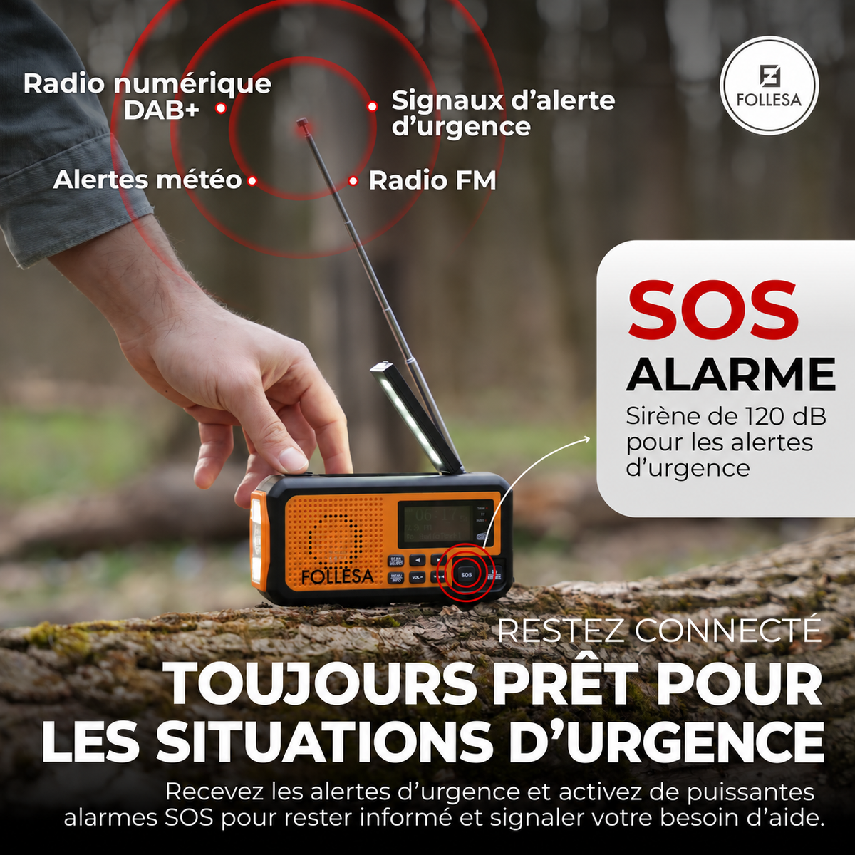 Radio de secours FOLLESA® DAB-373BT