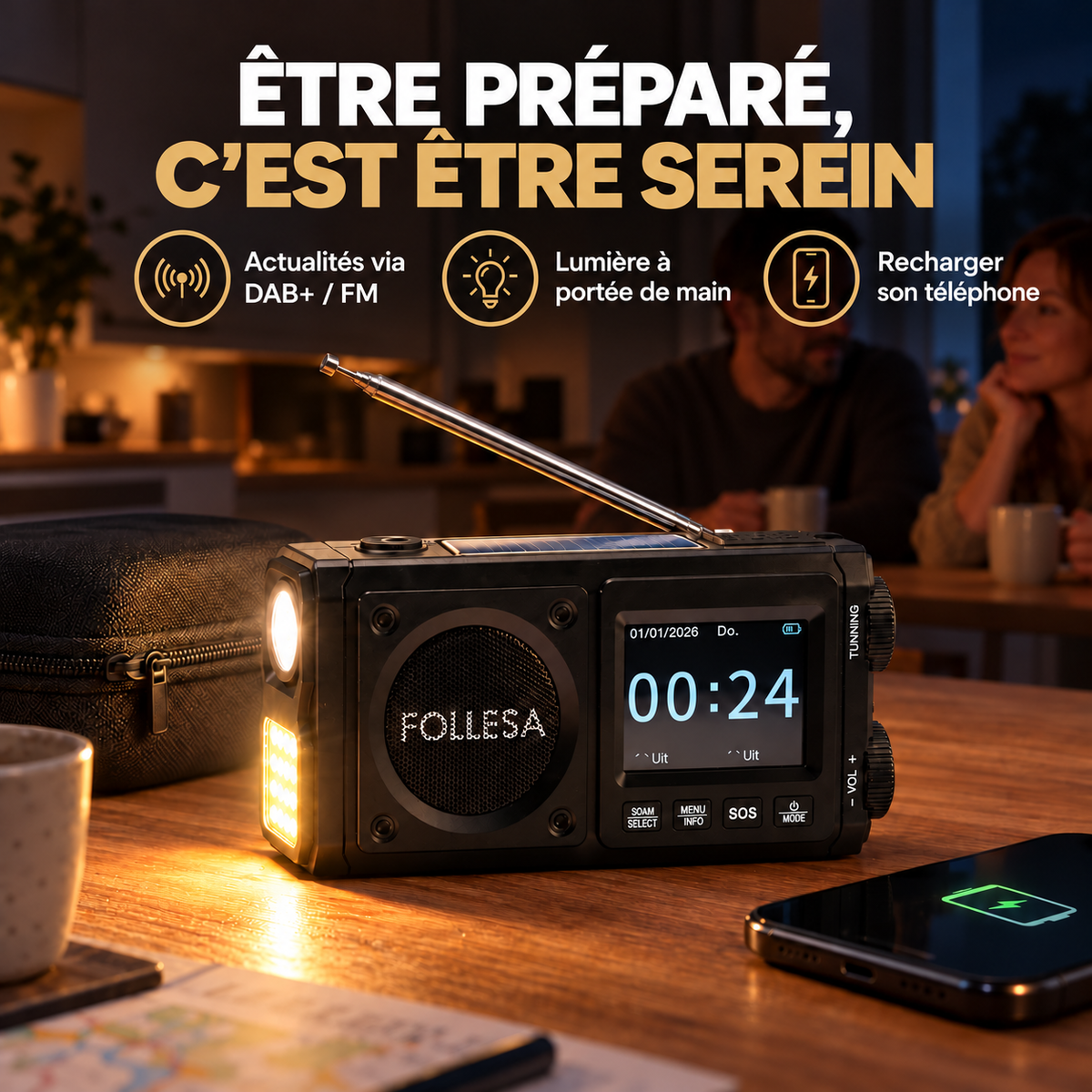 FOLLESA® DAB-383BT Radio de secours. Ultra Edition