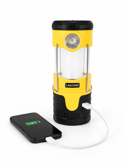 Follesa LED Campinglamp met 5000mAh powerbank, zonne-energie, dynamo en USB-oplaadfunctie, ideaal voor kamperen en noodsituaties
