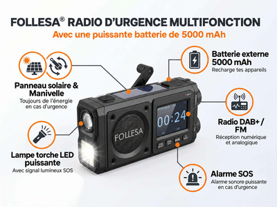 FOLLESA® DAB-383BT Radio de secours. Ultra Edition