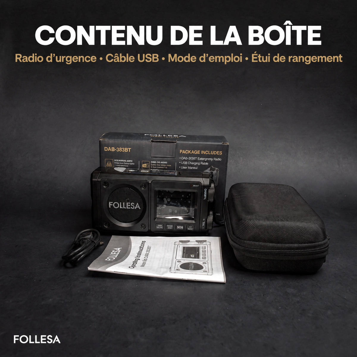 FOLLESA® DAB-383BT Radio de secours. Ultra Edition