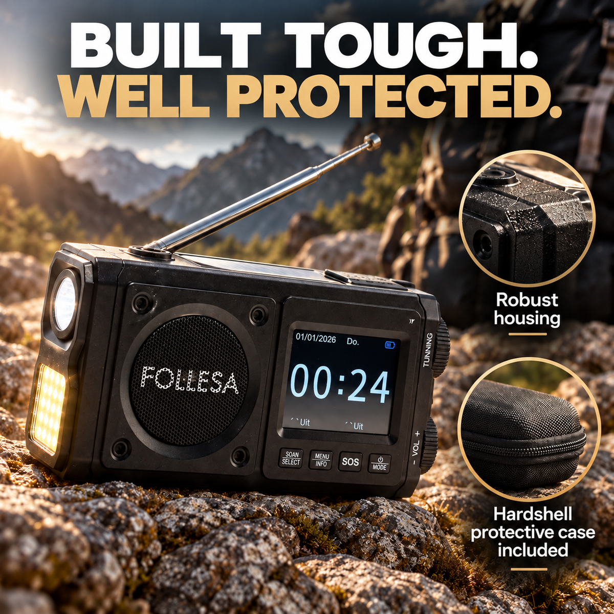 FOLLESA® DAB-383BT Emergency Radio. Ultra Edition