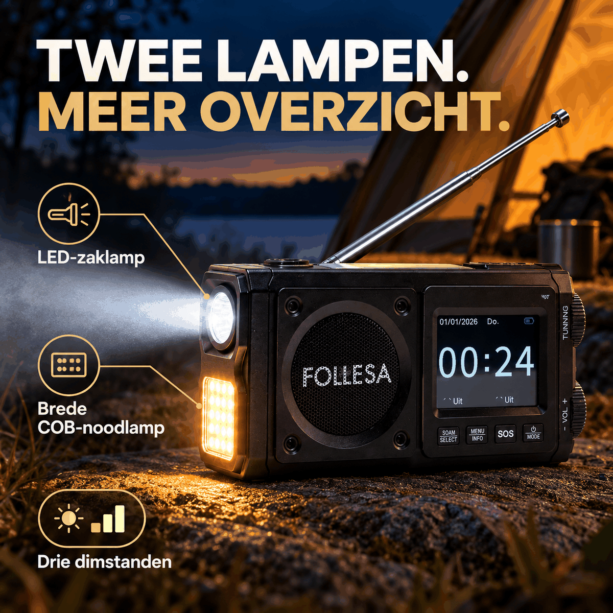FOLLESA® DAB-383BT Noodradio. Ultra Edition