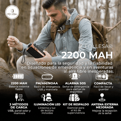 Radio de emergencia FOLLESA 2200 mAh – imagen 4