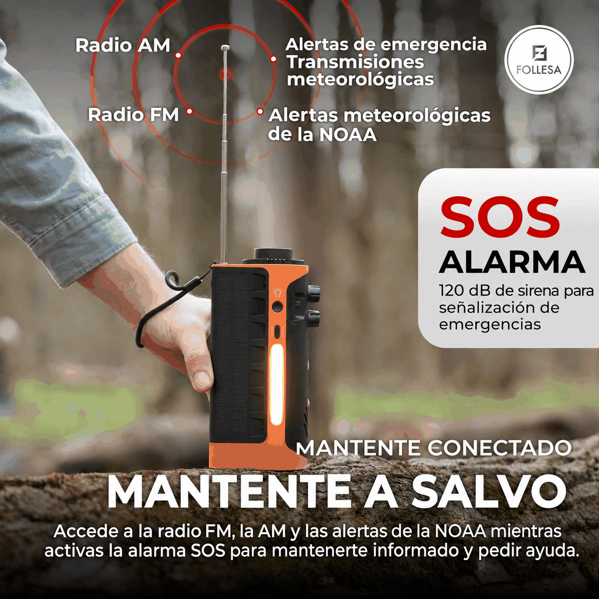Radio de emergencia FOLLESA 2200 mAh – imagen 0