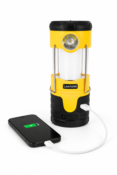 FOLLESA® Lampe de camping LED avec batterie externe 5000 mAh – Énergie solaire, dynamo & USB